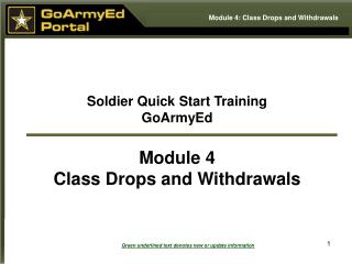 Soldier Quick Start Training GoArmyEd Module 4 Class Drops and Withdrawals