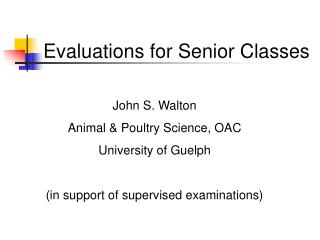 Evaluations for Senior Classes