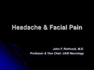 Headache &amp; Facial Pain