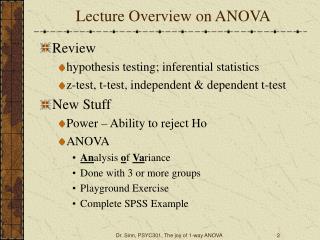 Lecture Overview on ANOVA