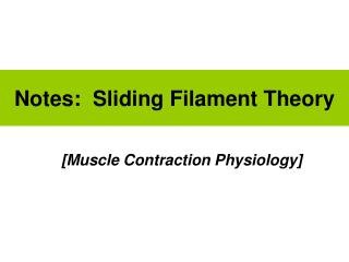Notes: Sliding Filament Theory