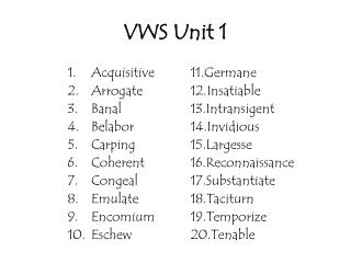 VWS Unit 1