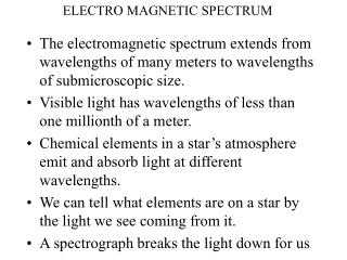 ELECTRO MAGNETIC SPECTRUM