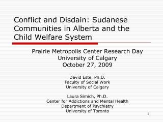 Conflict and Disdain: Sudanese Communities in Alberta and the Child Welfare System