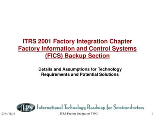 Details and Assumptions for Technology Requirements and Potential Solutions