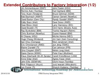 Extended Contributors to Factory Integration (1/2)
