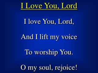 I Love You, Lord
