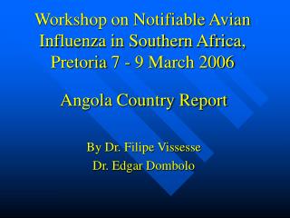 Workshop on Notifiable Avian Influenza in Southern Africa, Pretoria 7 - 9 March 2006