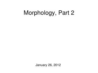 Morphology, Part 2
