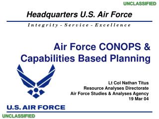 Air Force CONOPS &amp; Capabilities Based Planning