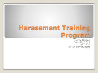 Harassment Training Program