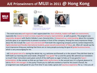 AJE Prizewinners of MUJI in 2011 @ Hong Kong