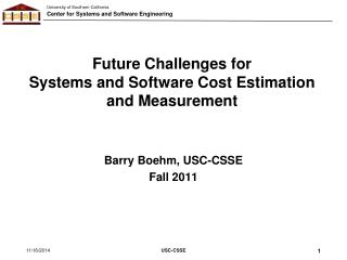 Future Challenges for Systems and Software Cost Estimation and Measurement