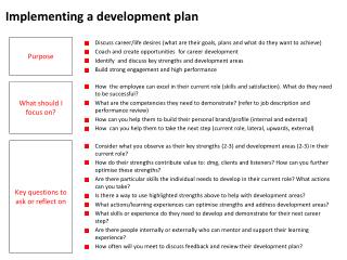 Implementing a development plan