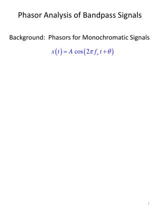 Phasor Analysis of Bandpass Signals