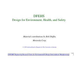 DFEHS Design for Environment, Health, and Safety