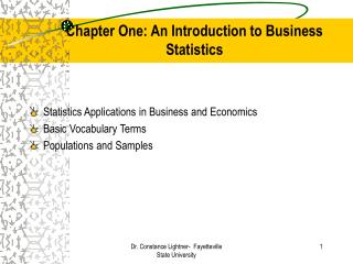Chapter One: An Introduction to Business Statistics