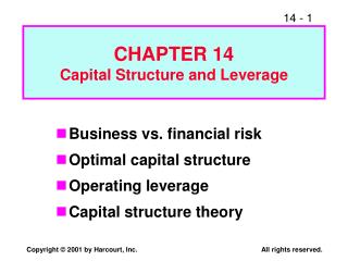 CHAPTER 14 Capital Structure and Leverage