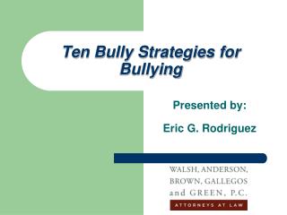 Ten Bully Strategies for Bullying