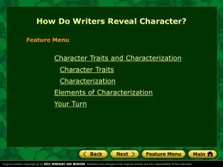 How Do Writers Reveal Character?