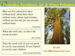 Pesticides, Fertilizers, Air &amp; Water Pollution