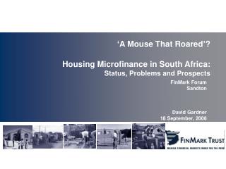 ‘A Mouse That Roared’? Housing Microfinance in South Africa: Status, Problems and Prospects