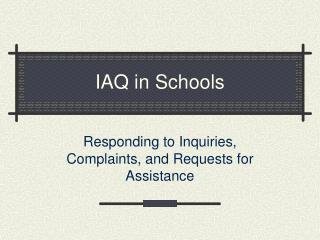 IAQ in Schools