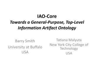 IAO-Core Towards a General-Purpose, Top-Level Information Artifact Ontology
