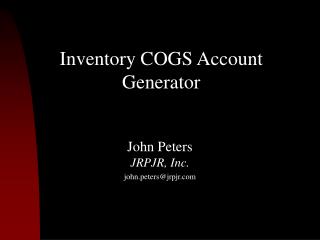 Inventory COGS Account Generator