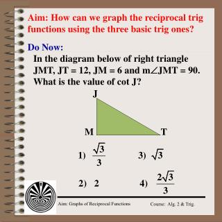 Aim: How can we graph the reciprocal trig functions using the three basic trig ones?