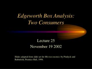 Edgeworth Box Analysis: Two Consumers