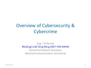 Overview of Cybersecurity &amp; Cybercrime