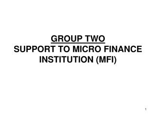 GROUP TWO SUPPORT TO MICRO FINANCE INSTITUTION (MFI)