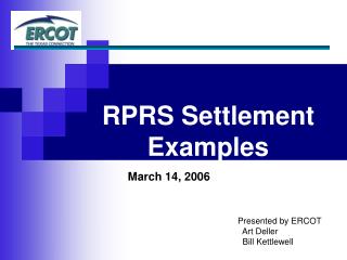 RPRS Settlement Examples