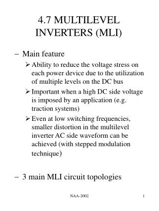 4.7 MULTILEVEL INVERTERS (MLI)
