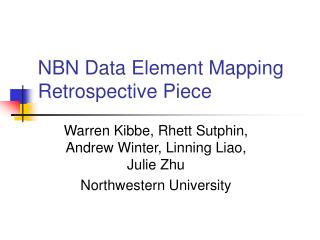NBN Data Element Mapping Retrospective Piece