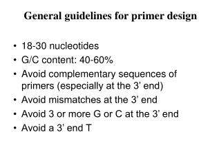General guidelines for primer design