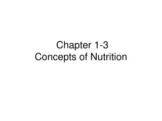 Chapter 1-3 Concepts of Nutrition