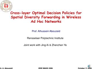 Cross-layer Optimal Decision Policies for Spatial Diversity Forwarding in Wireless Ad Hoc Networks