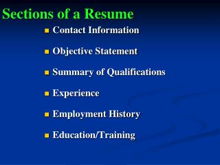 Sections of a Resume