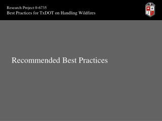 Recommended Best Practices