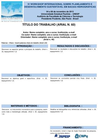 TÍTULO DO TRABALHO (ARIAL N. 60)