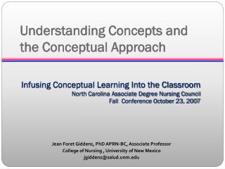 Understanding Concepts and the Conceptual Approach