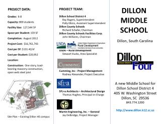 A new Middle School for Dillon School District 4 405 W. Washington Street Dillon, SC 29536