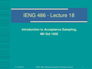 IENG 486 - Lecture 18