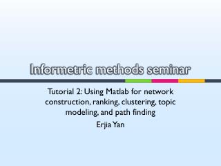 Informetric methods seminar