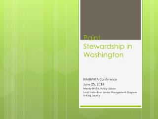 Paint Stewardship in Washington