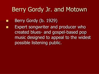 Berry Gordy Jr. and Motown