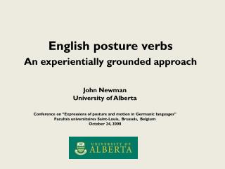 English posture verbs An experientially grounded approach