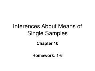 Inferences About Means of Single Samples